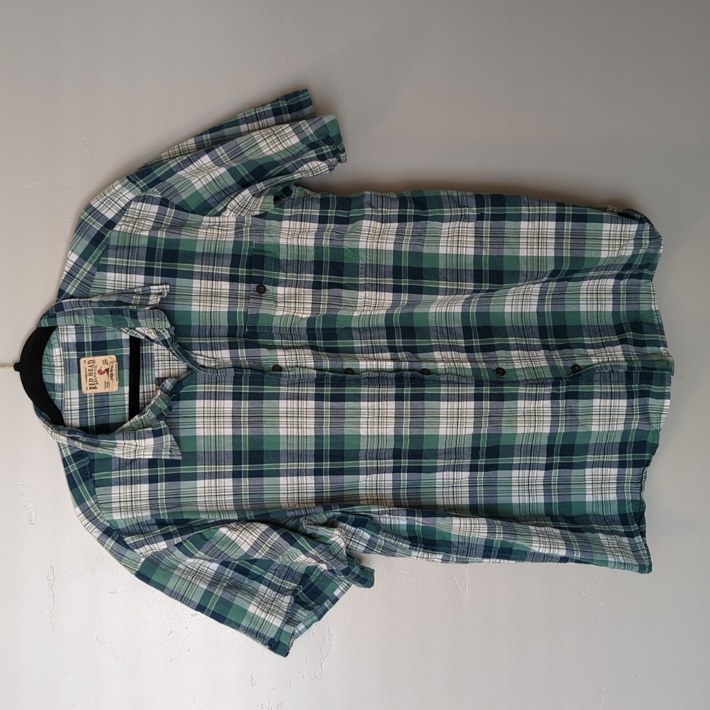 Red Head Brand Co Green & Blue‎ Plaid Casual Button Down Shirt XL